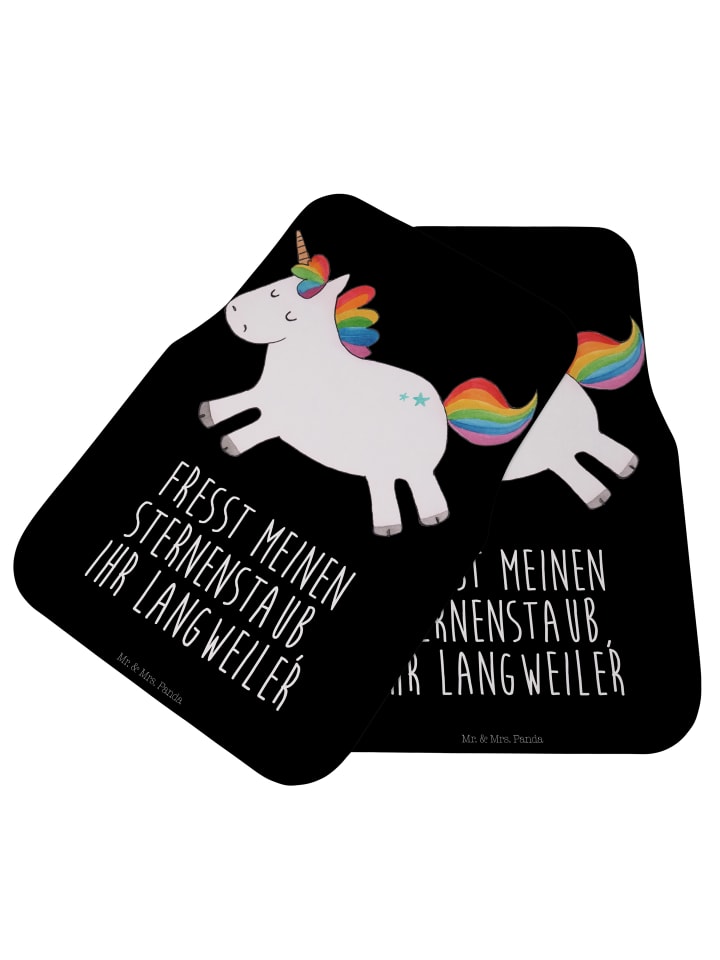 Mr. & Mrs. Panda Fahrer Autofußmatte Einhorn Happy mit Spruch in Schwarz günstig kaufen onesize