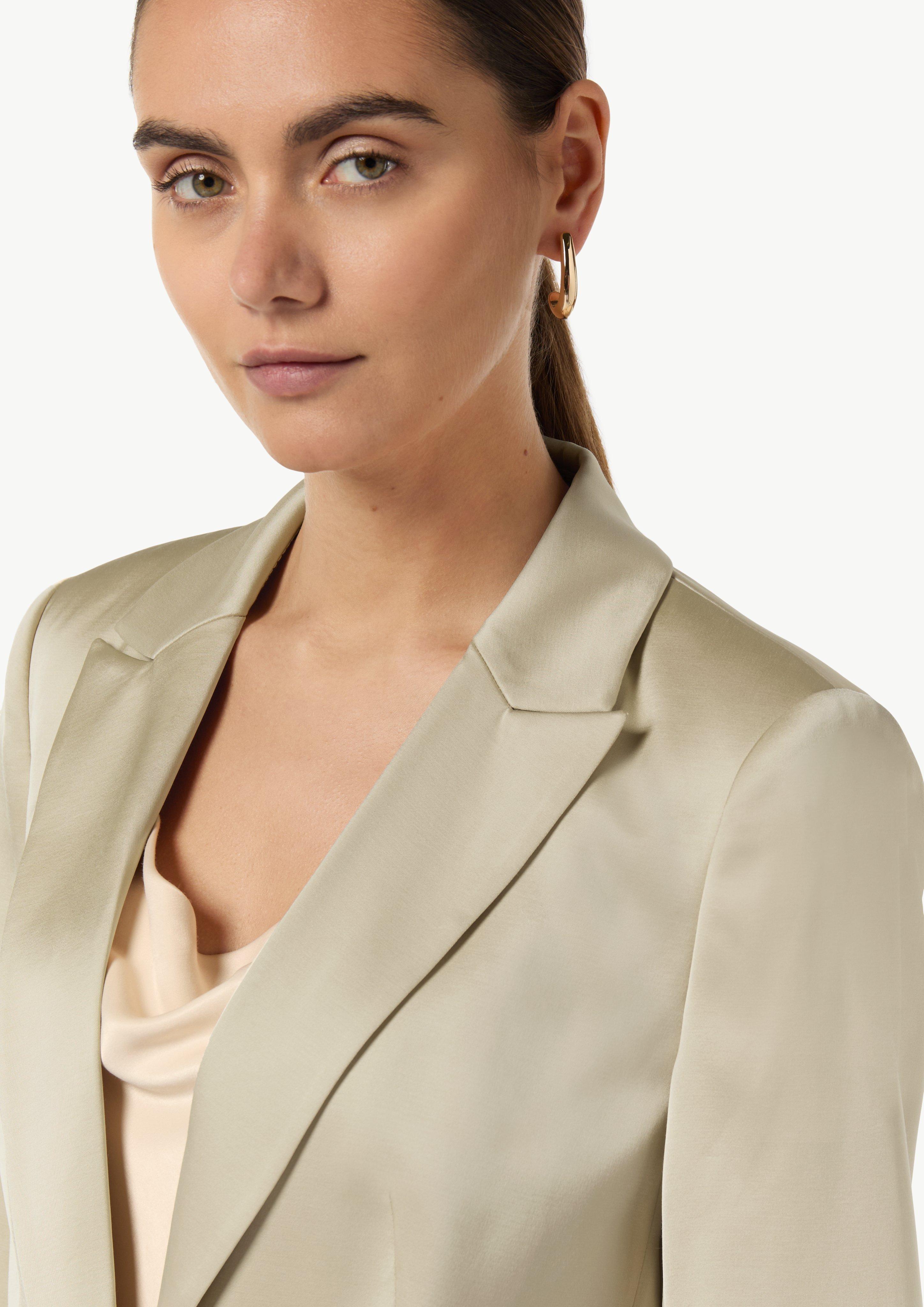 Satinierter Blazer mit 3/4-Ärmel - helles beige