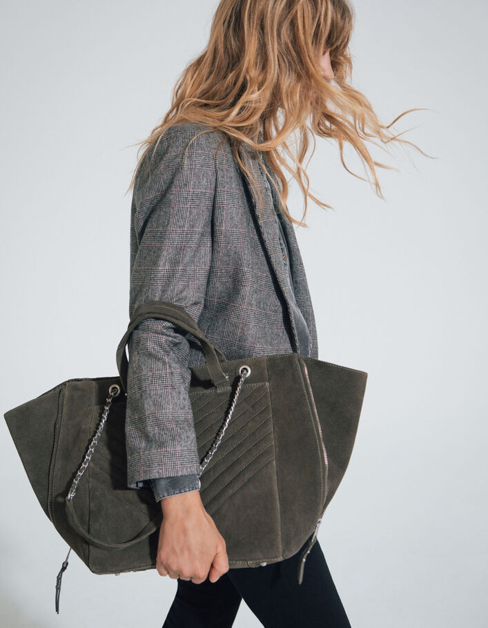 Sac cabas LE 1440 KAKI matelassé chevrons femme
