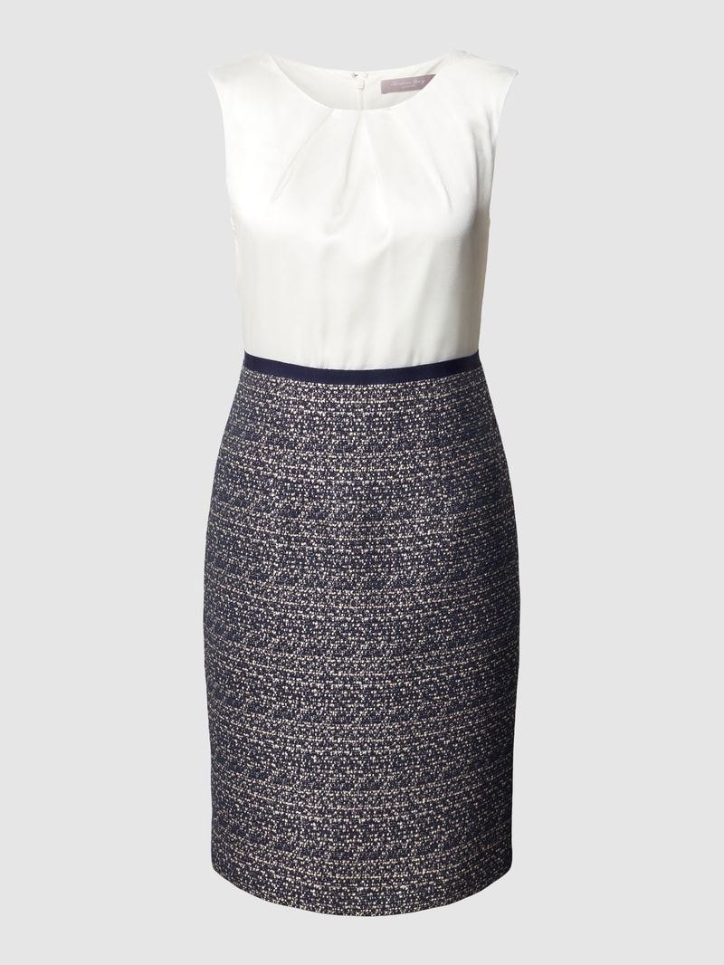 Knielanges Cocktailkleid in Two-Tone-Machart in marineblau meliert