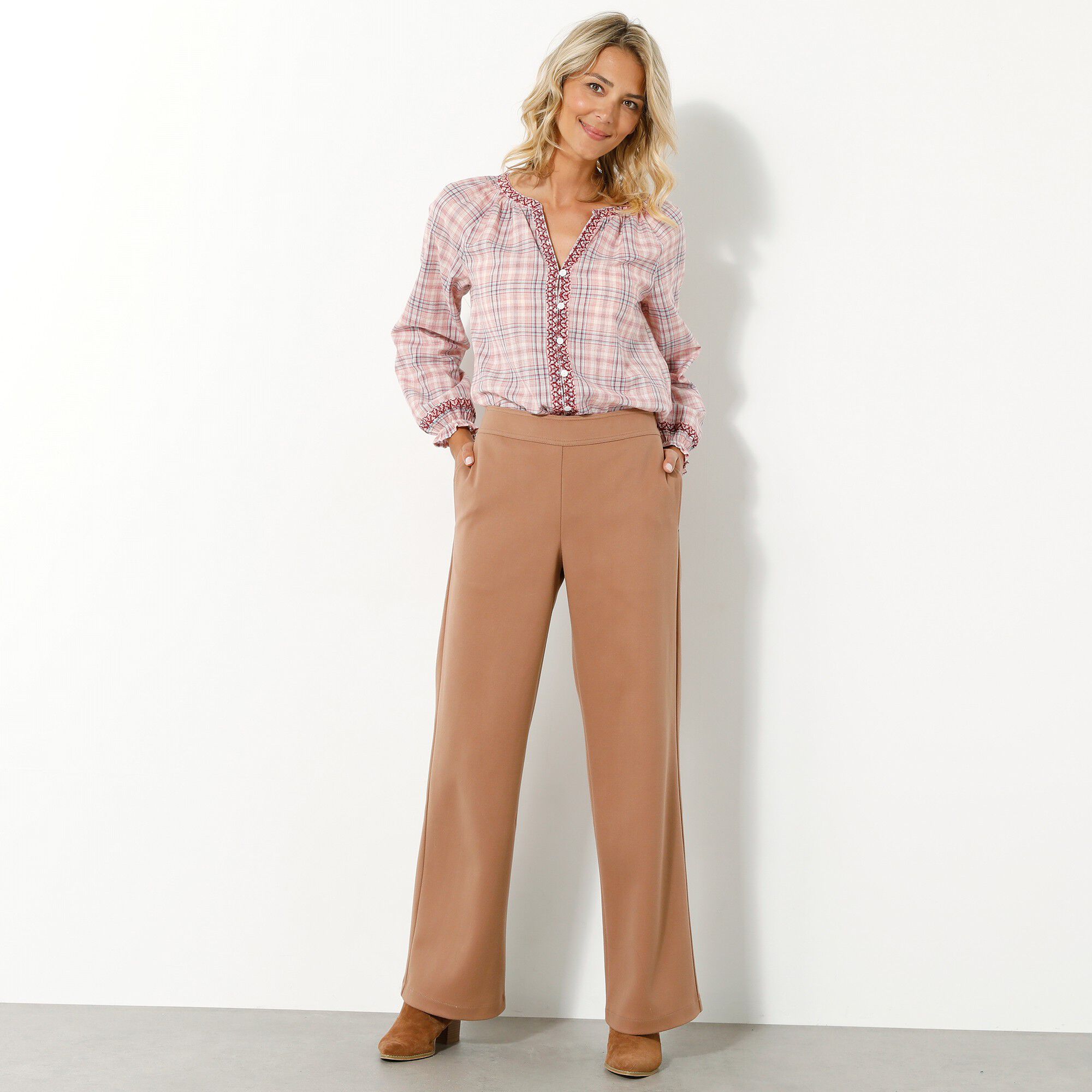 Pantalon large chaud, aspect lainage