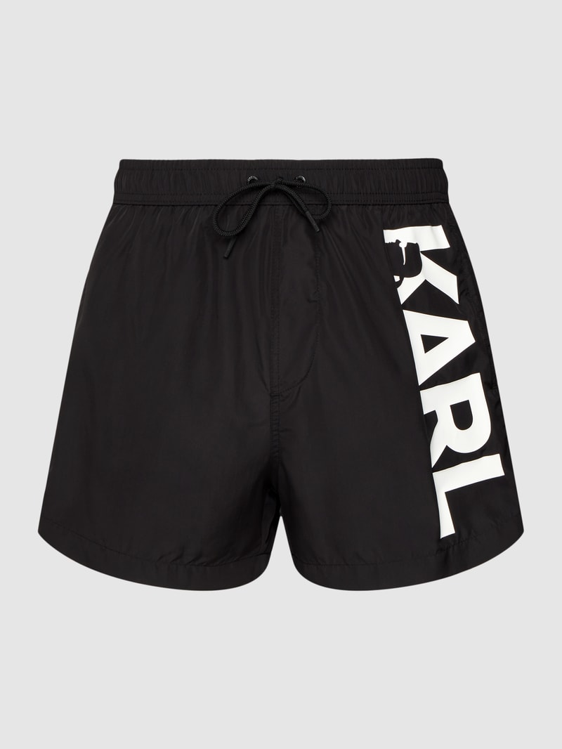 Badehose mit Logo-Print in schwarz