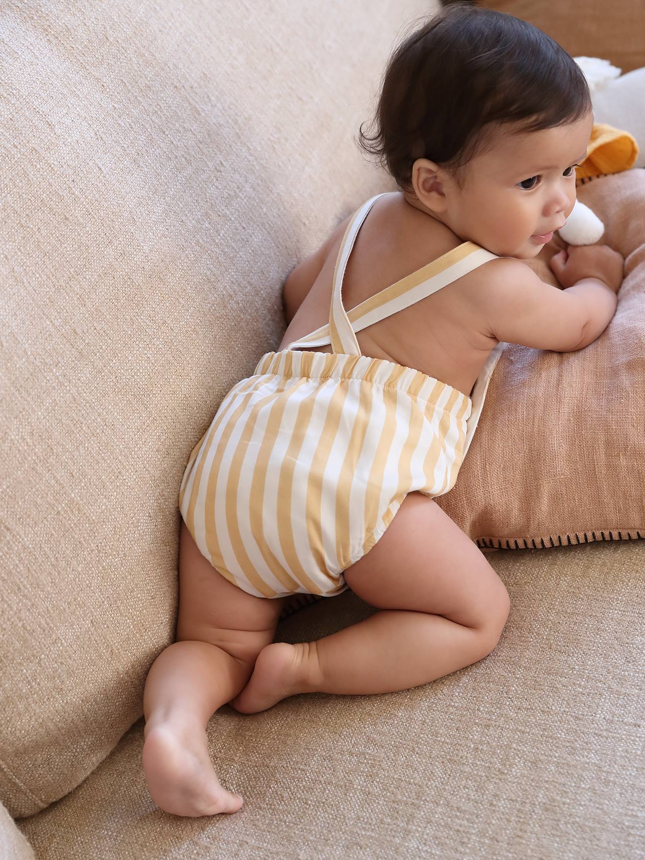 Vertbaudet Baby Latzhose, Retro-Chic - wollweiß