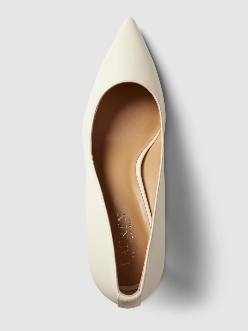 Pumps aus Leder mit Label-Detail Modell 'LANETTE' in offwhite