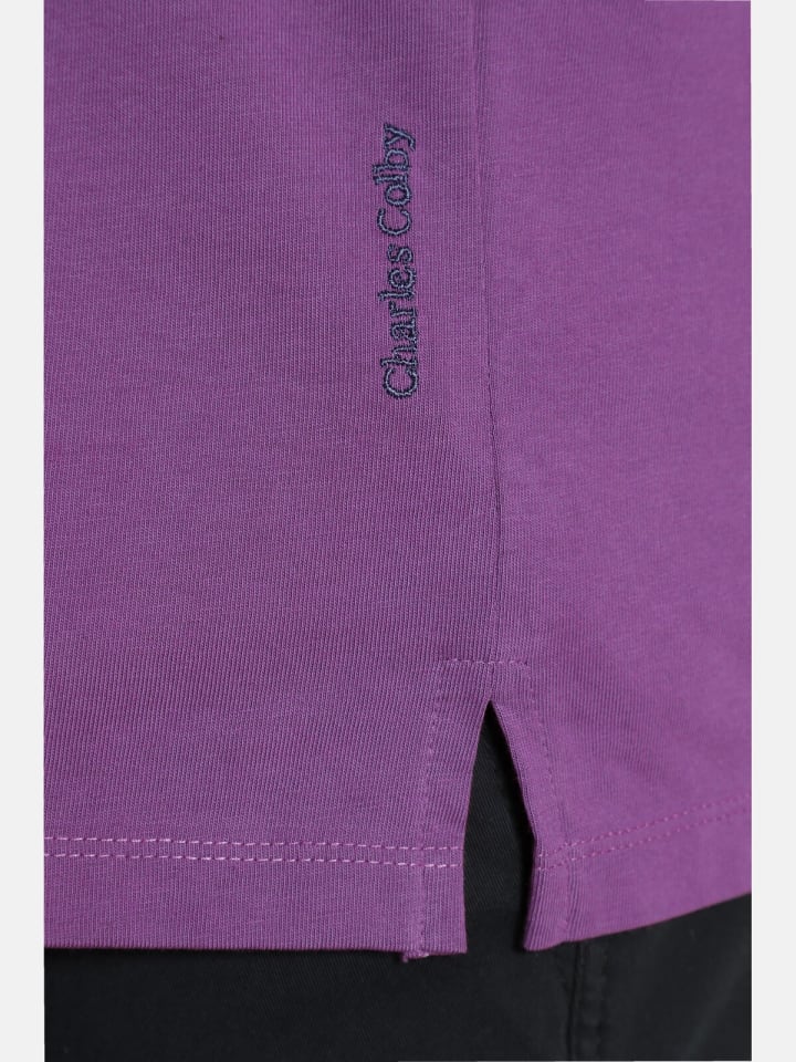 Charles Colby Langarm-Poloshirt EARL WYETT in pink günstig kaufen XXL