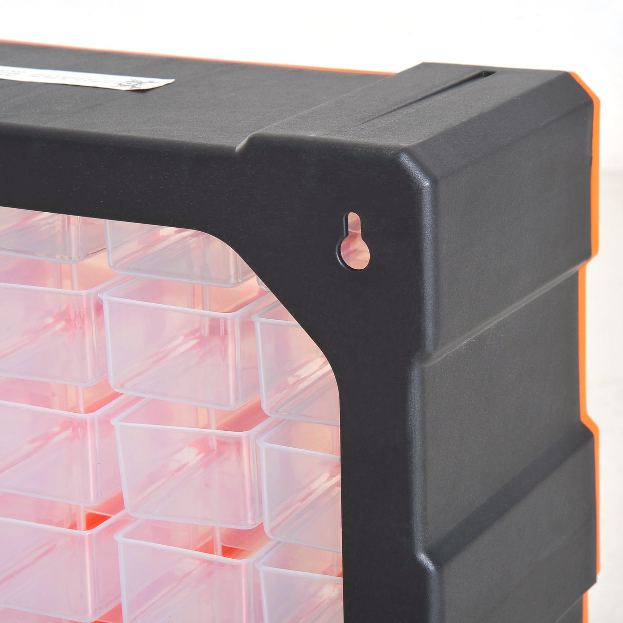 DURHAND Sortierkasten Kleinteilemagazin Teile Box Aufbewahrungsbox 60 Fächer Orange L38 x B16 x H47,5 cm