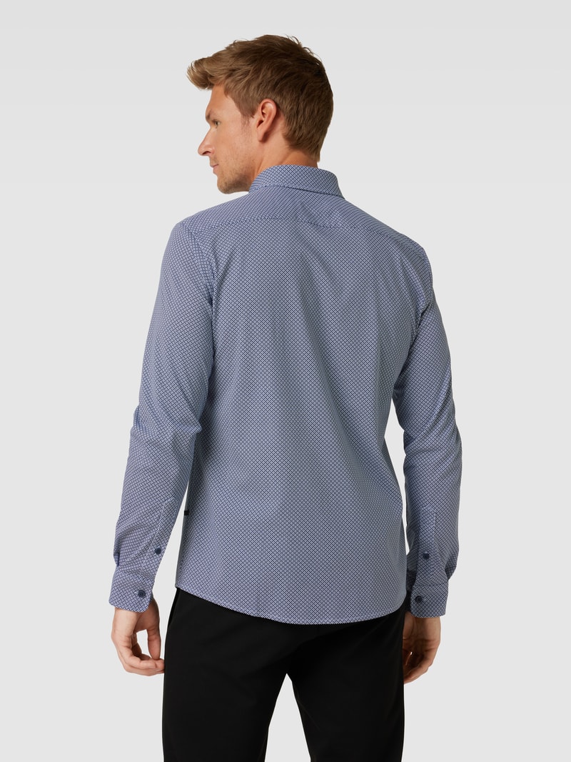 Slim Fit Freizeithemd mit Allover-Muster Modell 'Roan' in marineblau