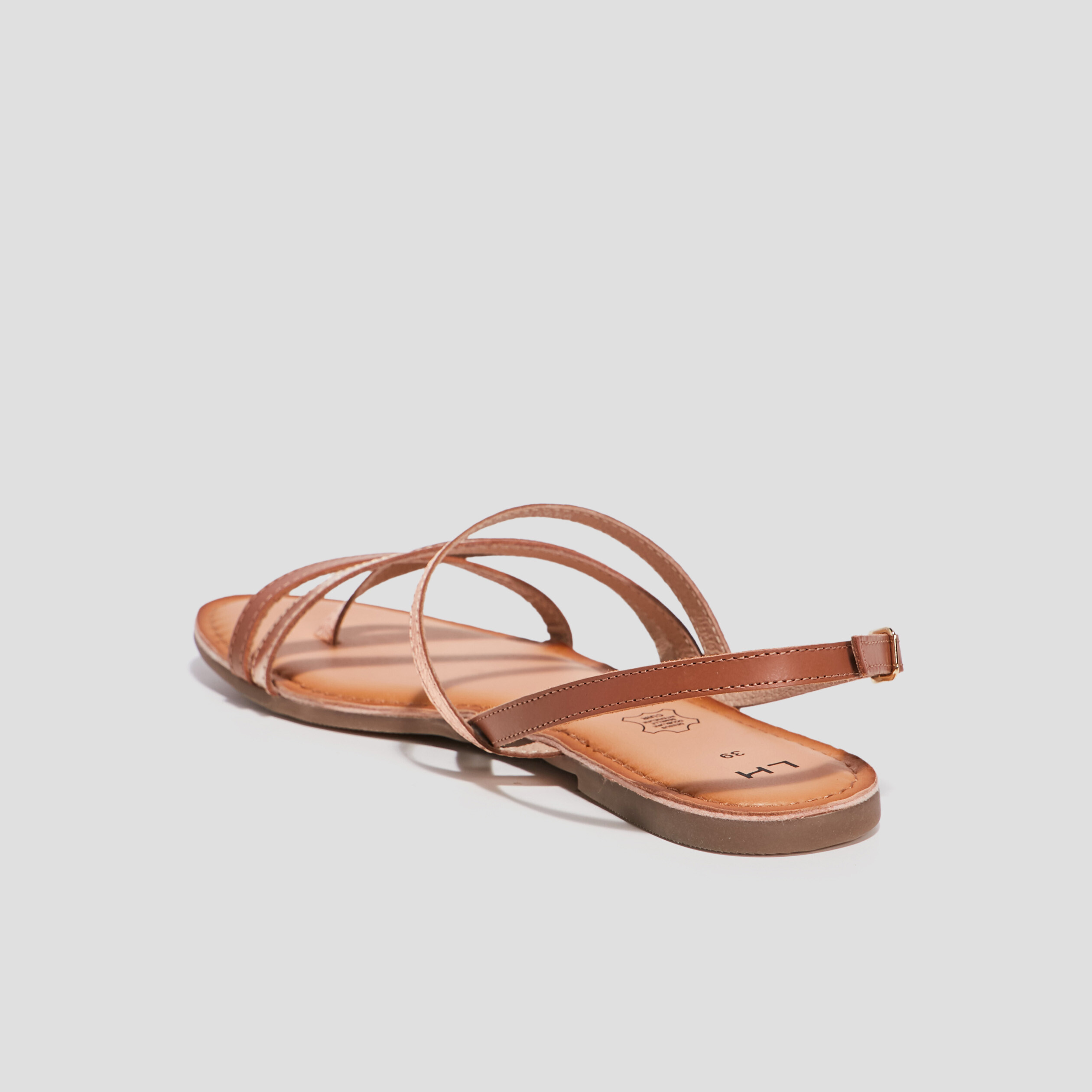 Sandales en cuir marron femme | La Halle