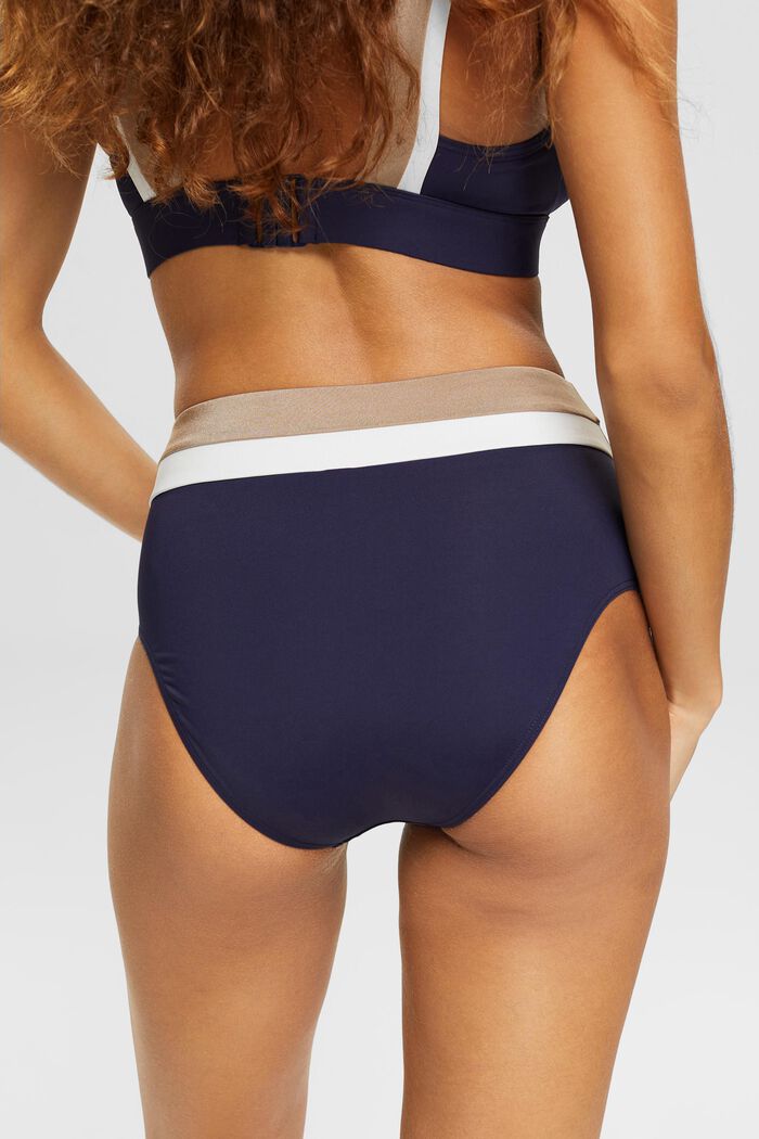 Dreifarbige Bikinihose mit hohem Bund
