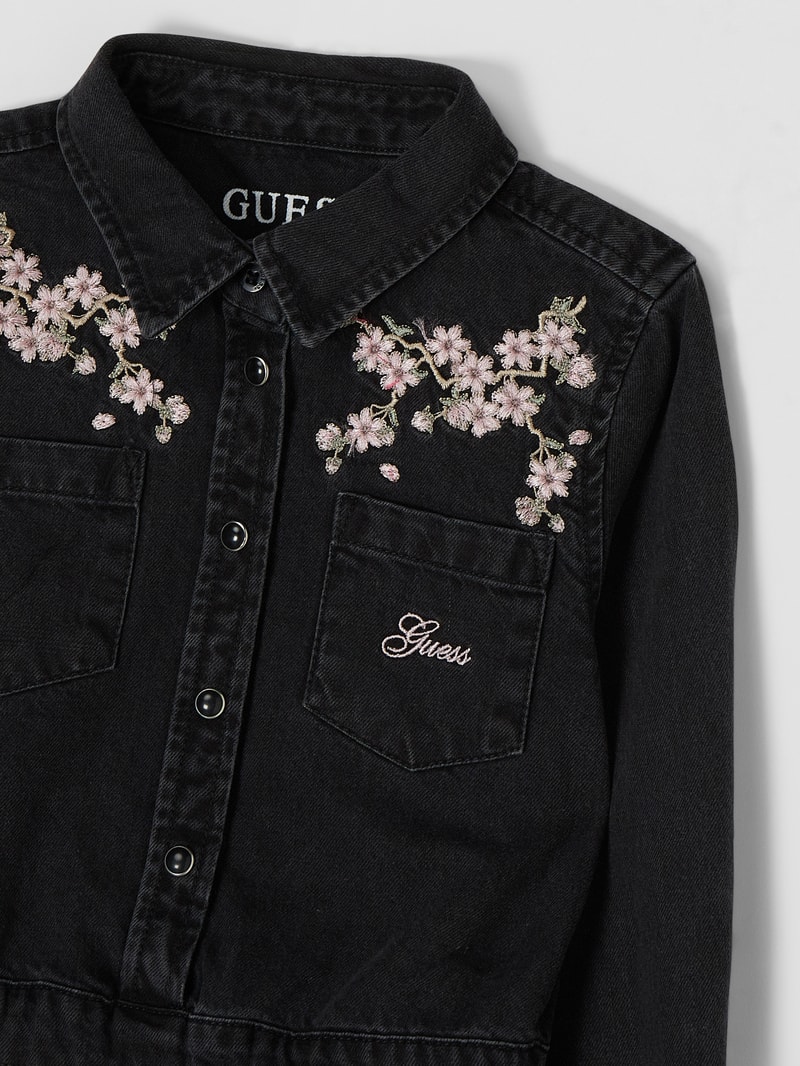 Kleid mit Oberteil aus Denim in schwarz