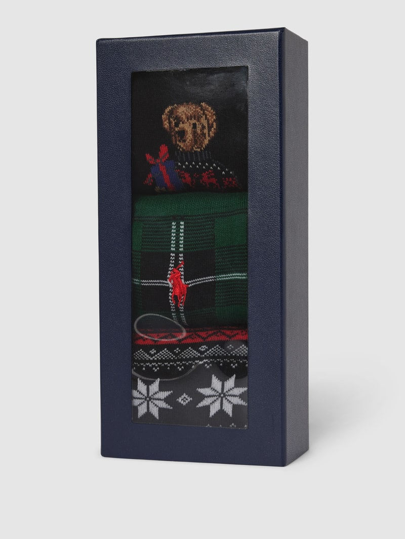 Socken mit Label-Details im 3er-Pack Modell 'HOLIDAY' in schwarz