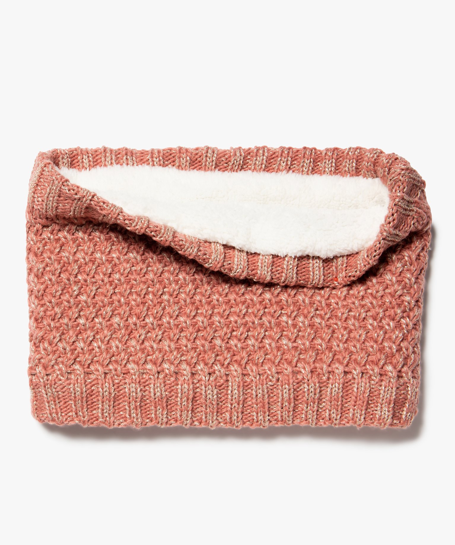 Snood fille en grosse maille pailletée et doublure chaude rose | GEMO
