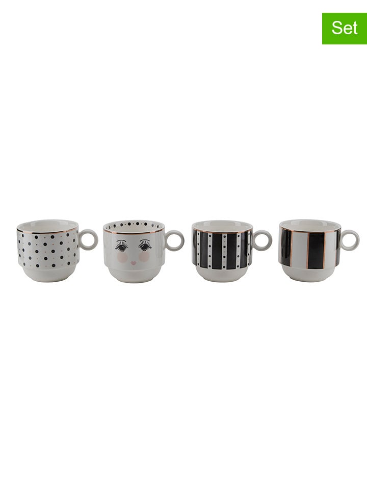 Miss Étoile 4er-Set: Kaffeetassen in Schwarz/ Weiß - (H)12 x Ø 9 cm günstig kaufen onesize