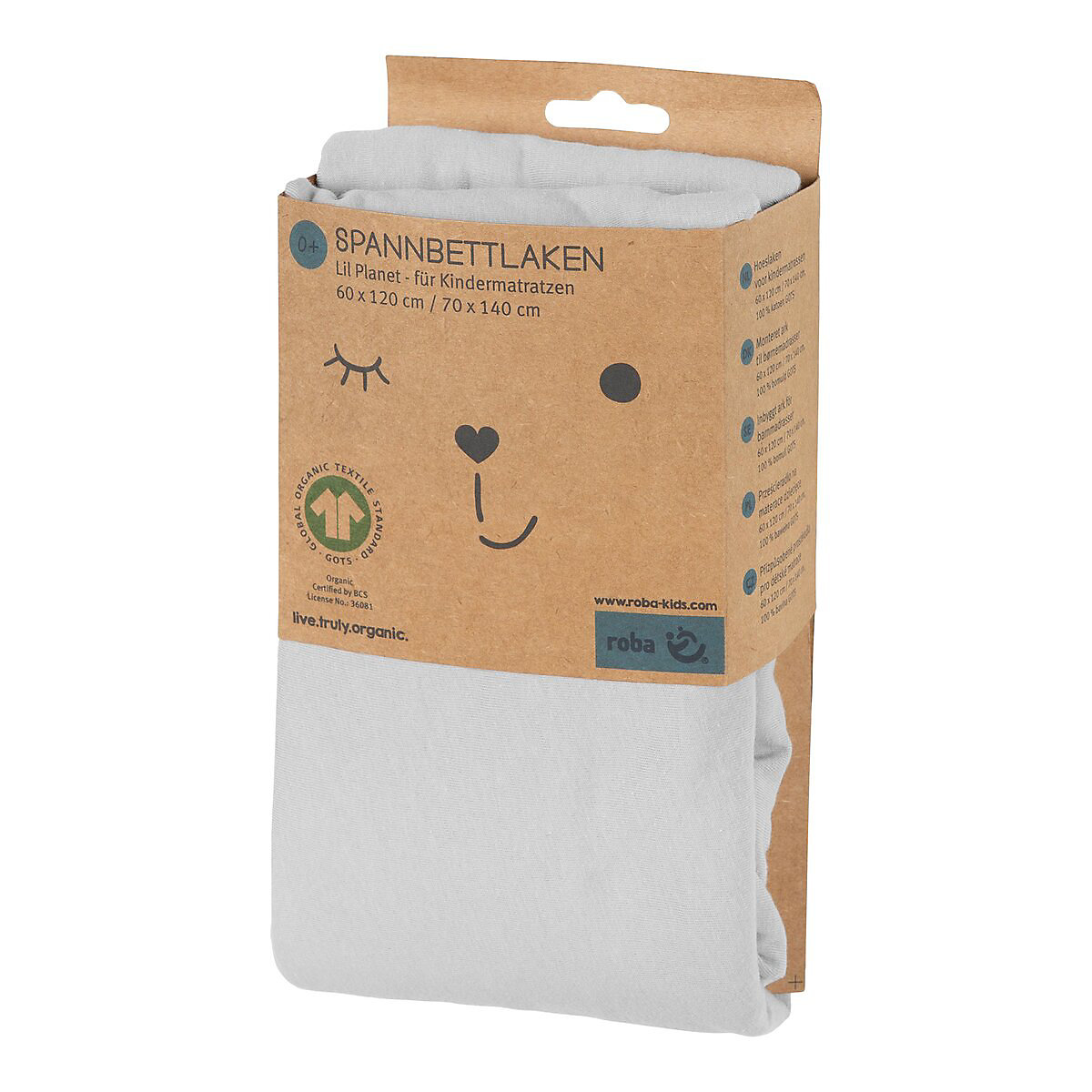 Spannbettlaken Jersey, 70x140 cm Lil Planet grau