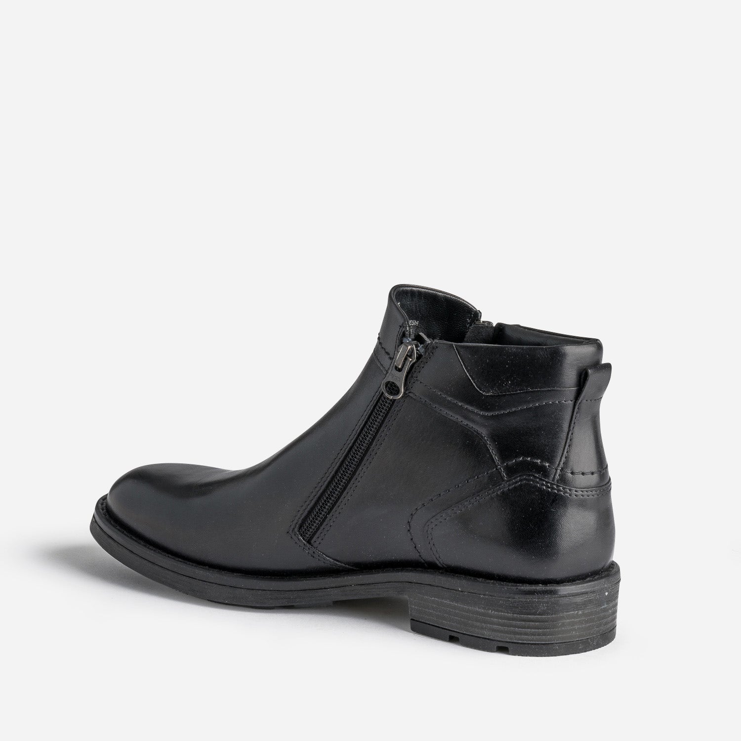 Boots noir en cuir à double zip