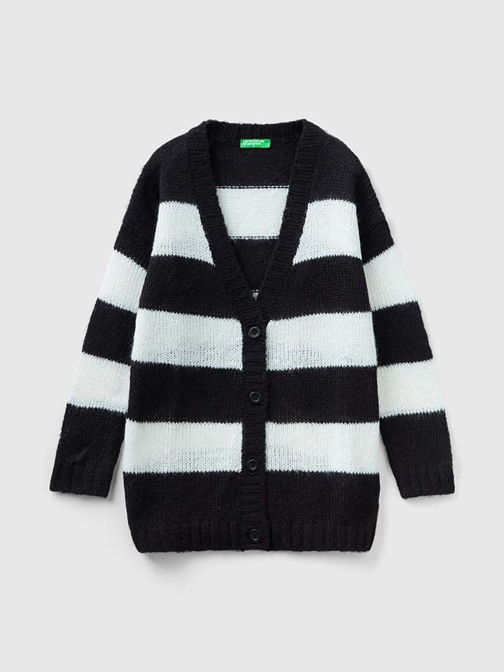 Benetton Cardigan in Schwarz/ Weiß günstig kaufen