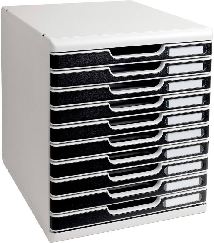 Exacompta Schubladenbox Modulo Polystyrol Lichtgrau, Schwarz 28,8 x 35 x 32 cm