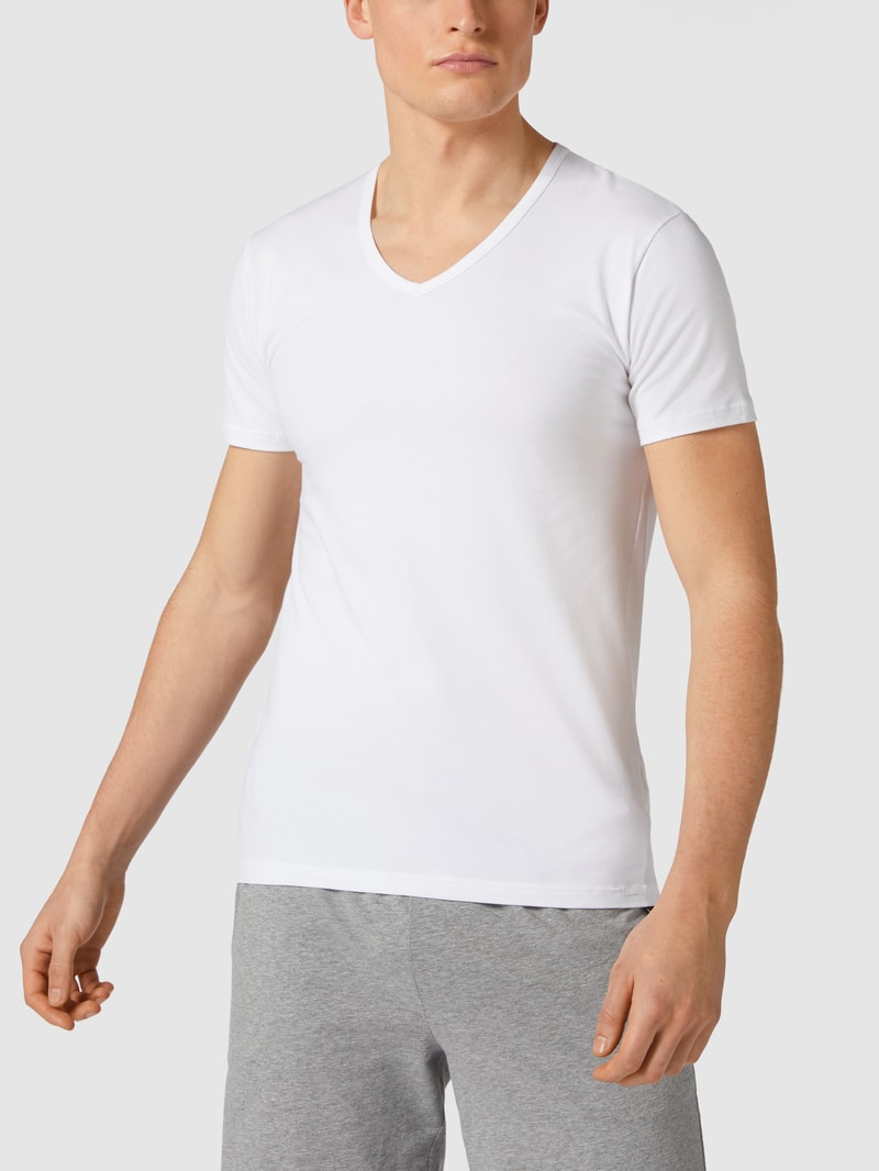 T-Shirt mit Stretch-Anteil im 2er-Pack in weiß