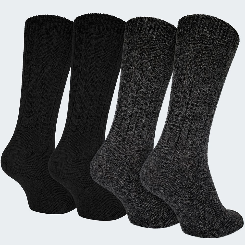 Black Snake Schwarz/Anthrazit 2-pack Alpaka Schafwollsocken