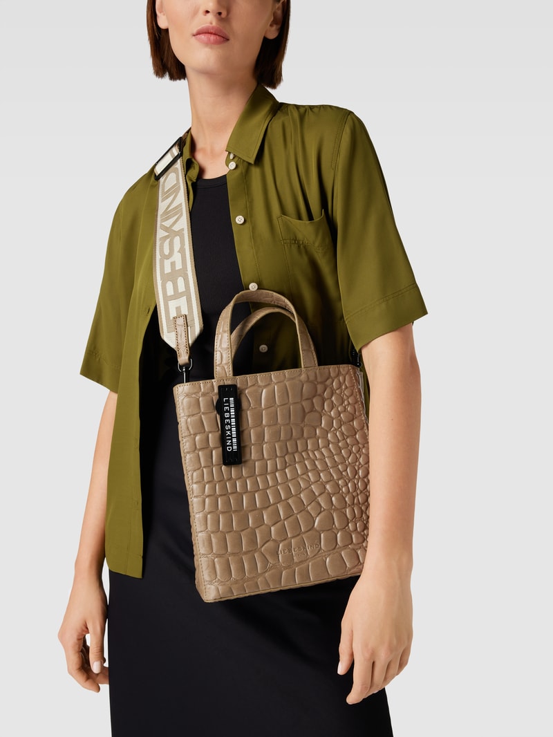 Tote Bag in Reptil-Optik Modell 'Paper Bag' in schlamm