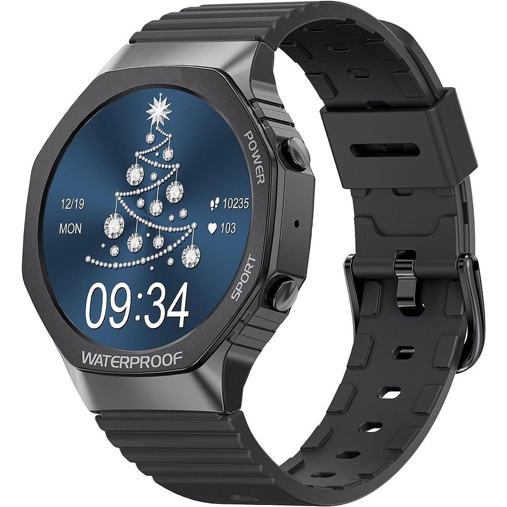 Mutoy Smartwatch Damen Herren Fitnessuhr Fitness Tracker Smartwatch (1,32 Zoll Runde Voll Touchscreen Zoll) Telefon Uhr mit Anruffunktion,IP67 Wasserdicht Fitness Uhr, mit Pulsmesser Schrittzähler Schlafmonitor, Sportuhr, Aktivitätstracker, Uhren Wat