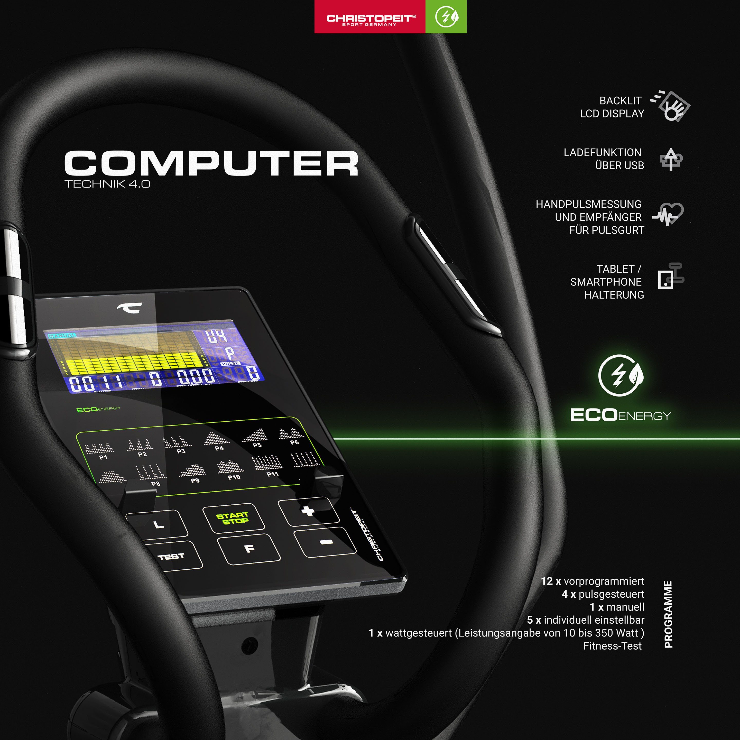 Christopeit Sport® Crosstrainer-Ergometer Eco 2000