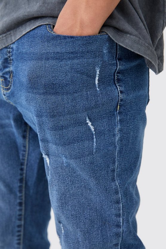 Skinny Stretch Jeans mit Riss am Knie