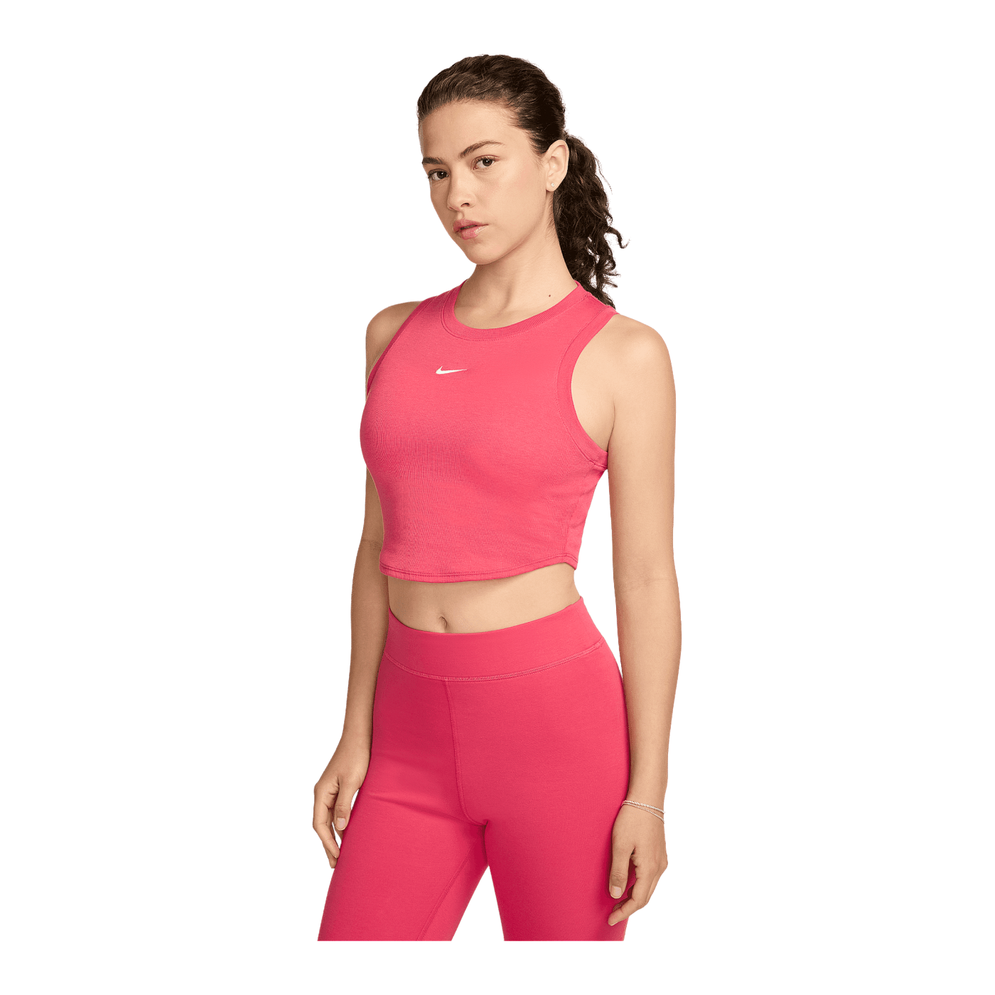 Nike Essential Rib Crop Tanktop Damen Pink F629