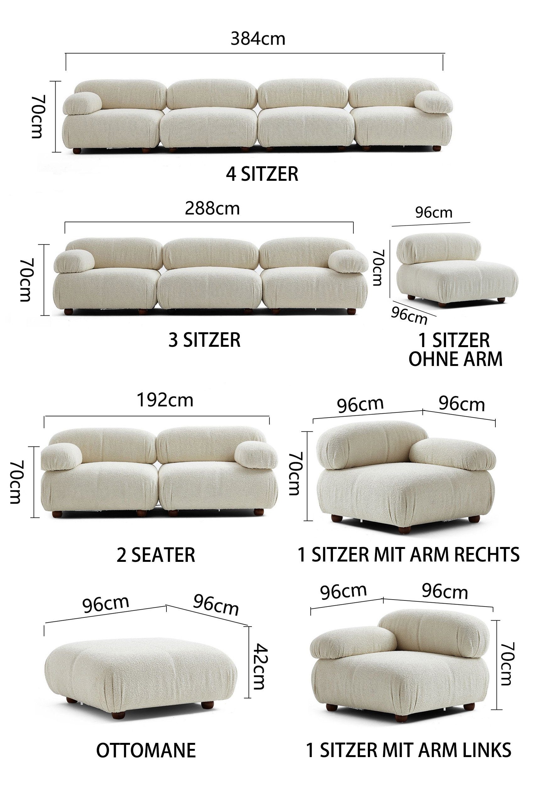 Touch me Sofa Knuffiges Sitzmöbel neueste Generation aus Komfortschaum