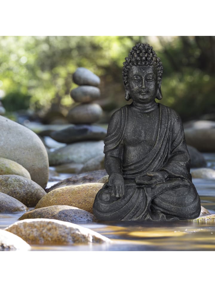 relaxdays Buddha Figur in Hellgrau - (H)40 cm günstig kaufen onesize