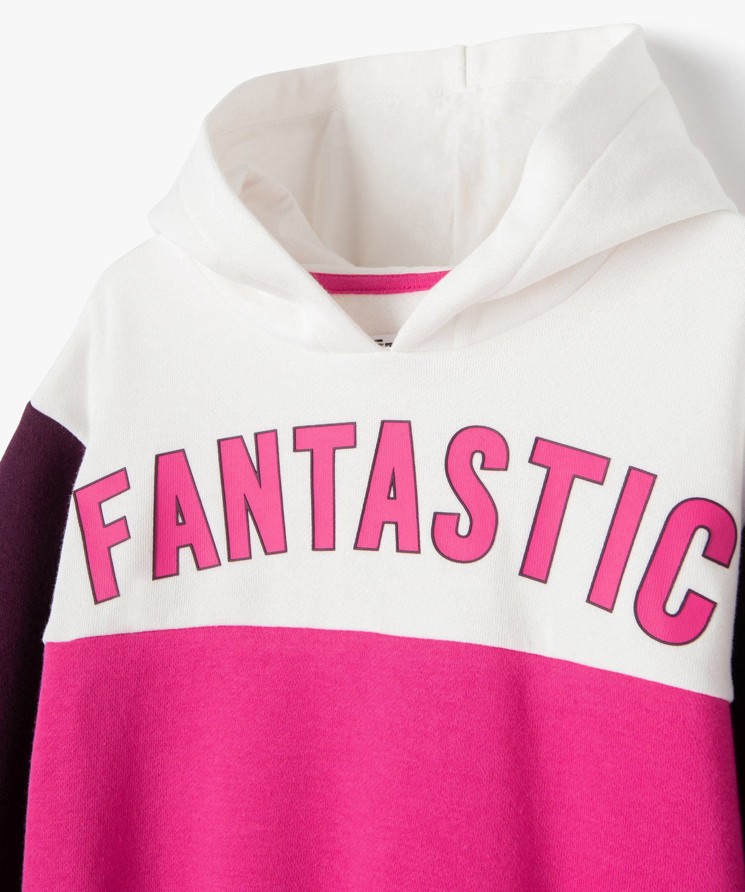 Sweat à capuche tricolore avec inscription fille multicolore | GEMO