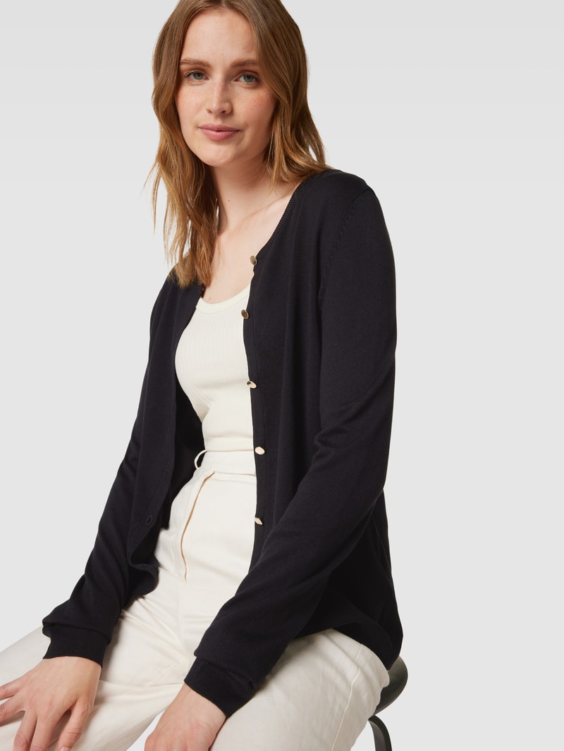 Strickjacke aus Viskose-Mix mit durchgehender Knopfleiste in schwarz
