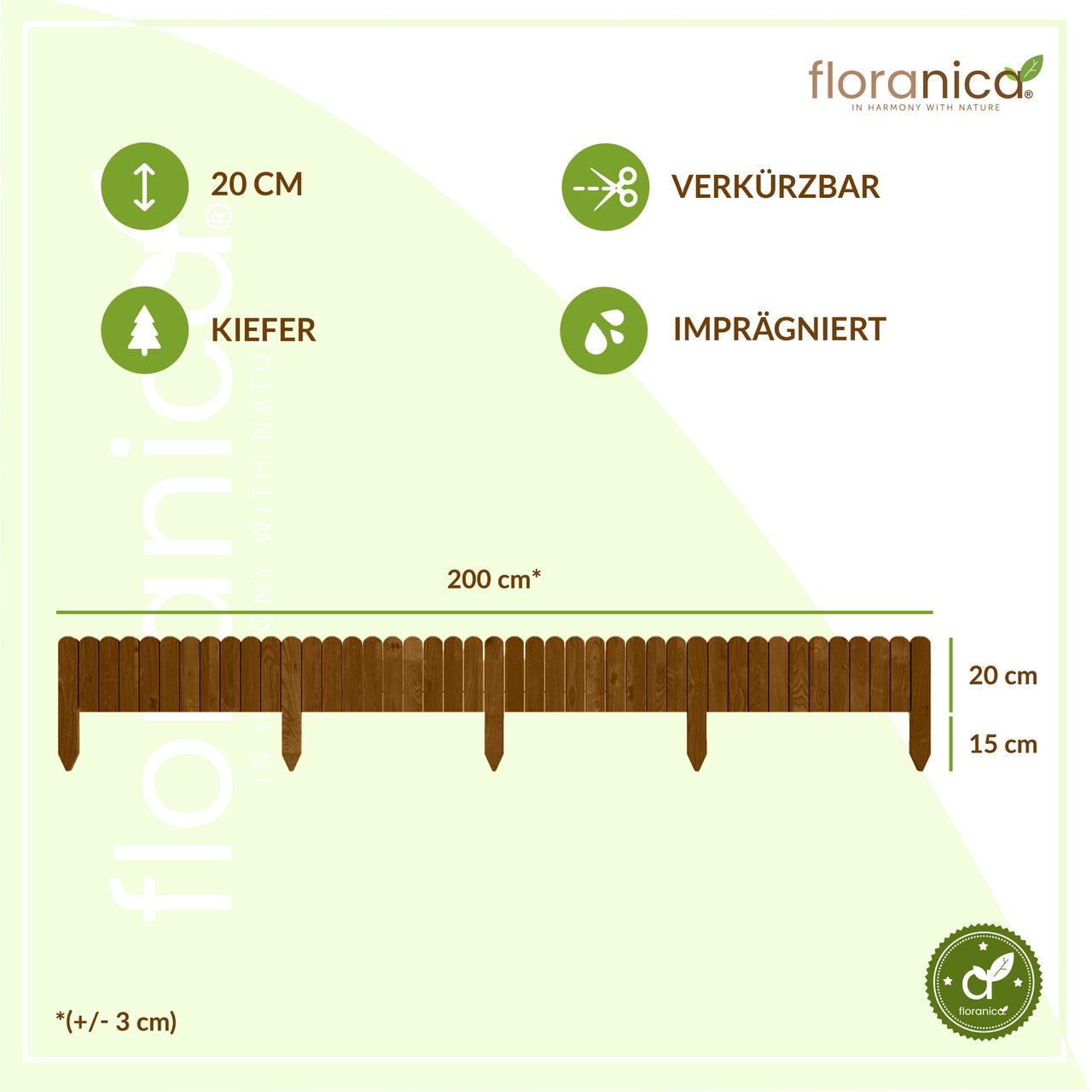 Pemicont Rollborder Flexibler Holzzaun Rolborder Beeteinfassung Rasenkante Gartenzaun