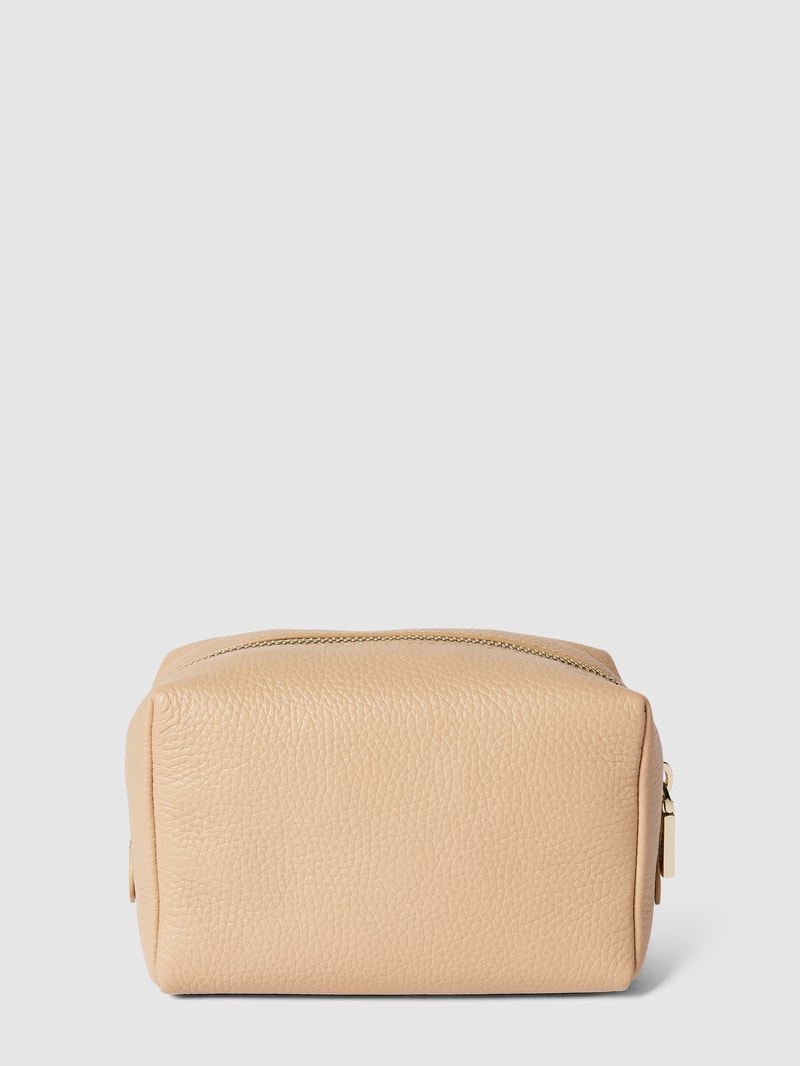 Kosmetiktasche mit Label-Print Modell 'TROUSSE' in beige