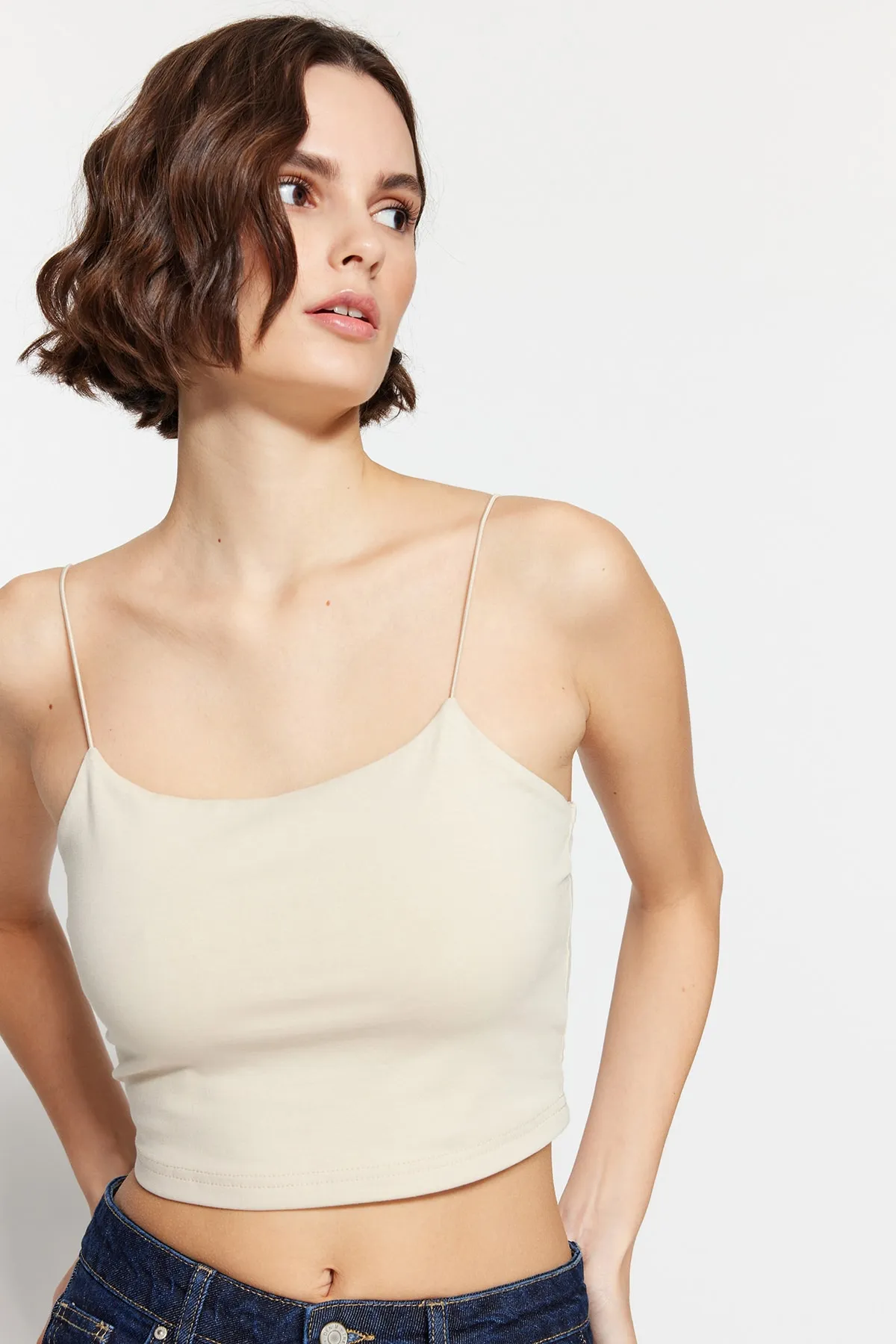 Trendyol Collection  Unterhemd - Beige - Slim Fit