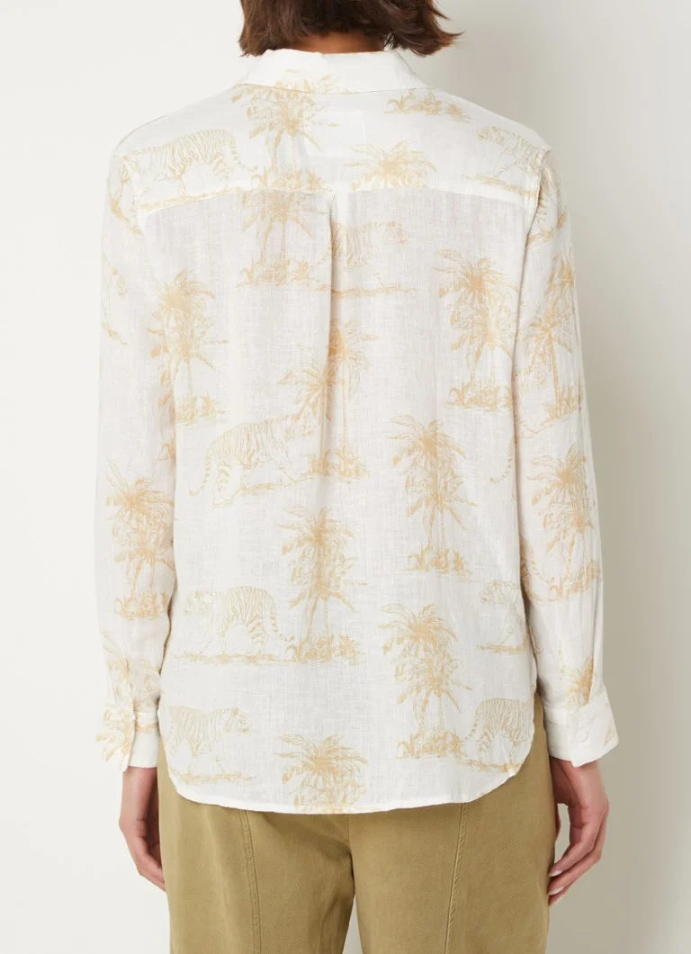 Blusa Charli da Rails em mistura de linho com estampa tropical.