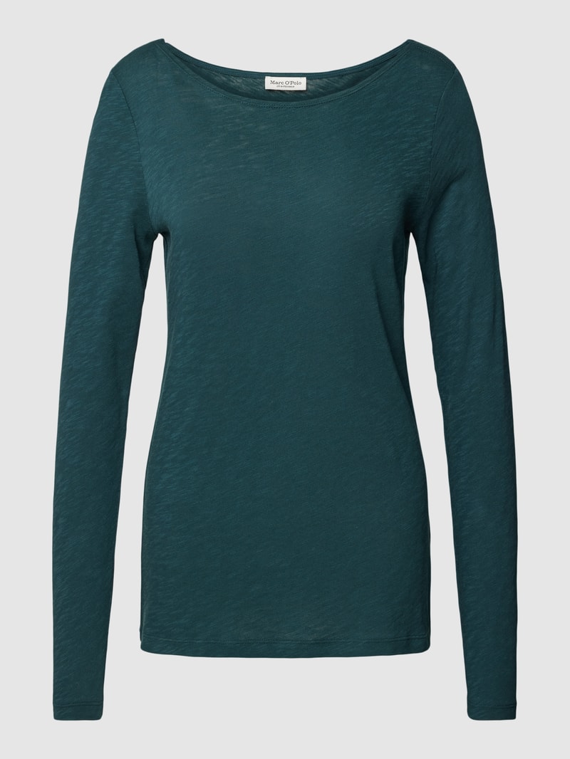 Longsleeve aus Baumwolle mit U-Boot-Ausschnitt in dunkelgrün