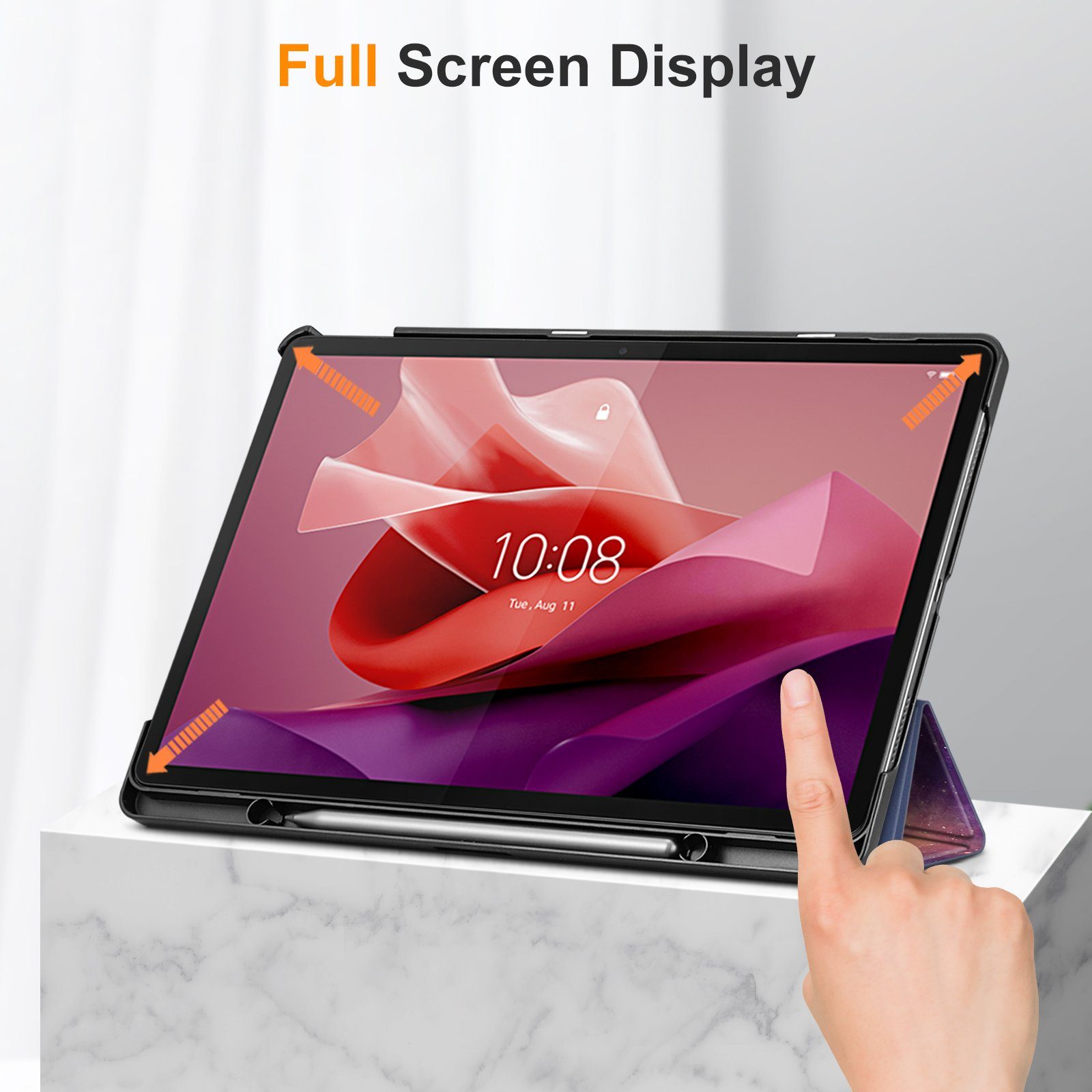 Fintie Tablet-Hülle für Lenovo Tab P12 12,7 Zoll TB370FU 2023, Case mit Auto Schlaf/Wach, Ultradünne Flip Cover mit Ständer Funktion und eingebautem Stifthalter