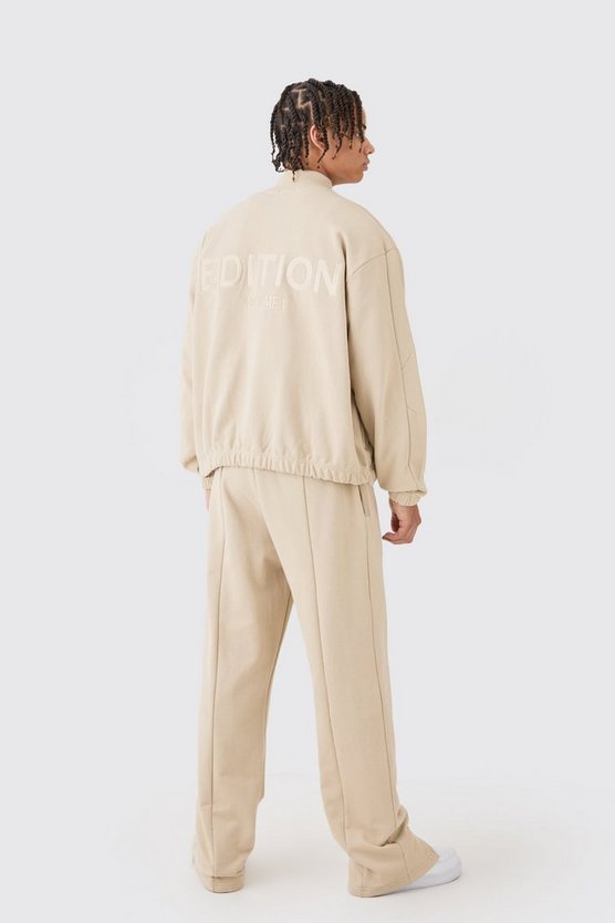 Kastiger Oversize Sweatshirt-Trainingsanzug mit Trichterkragen