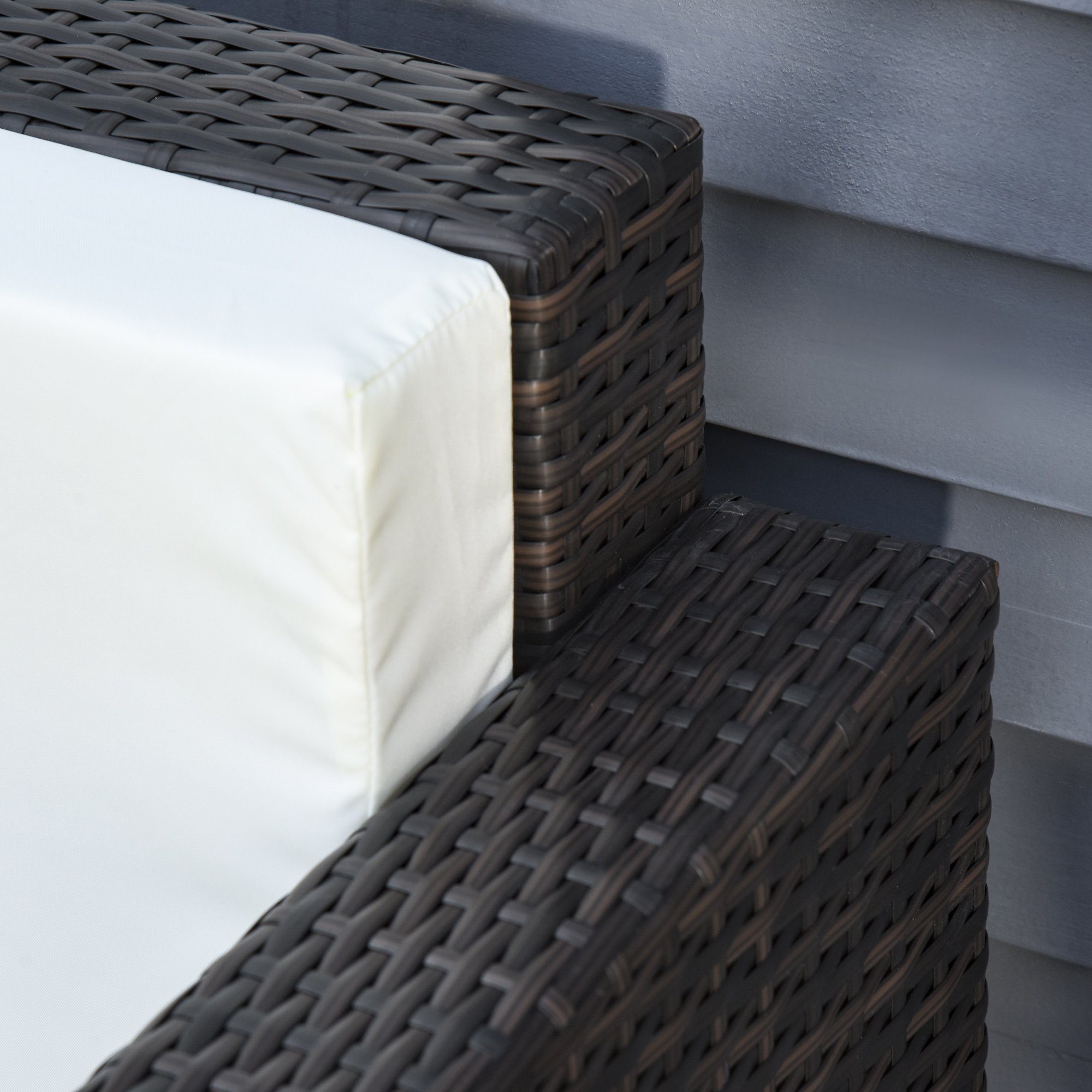 Outsunny Gartenbank 3 - Sitzer Rattansofa mit Kissen