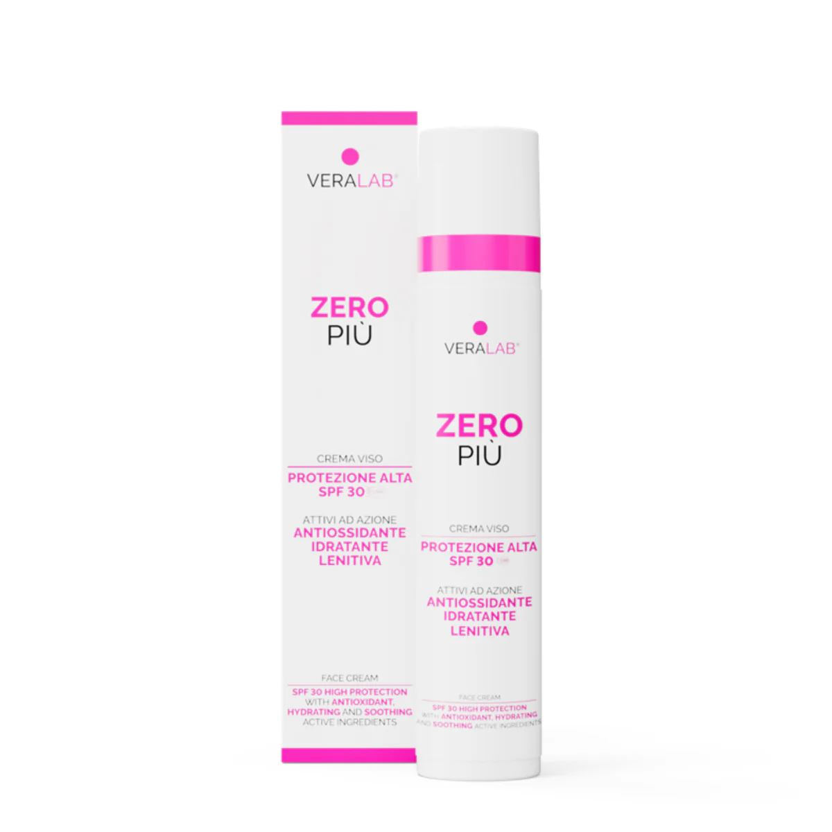 Cremas faciales Zero Più - Crema facial hidratante de día, protector solar facial de alta protección.