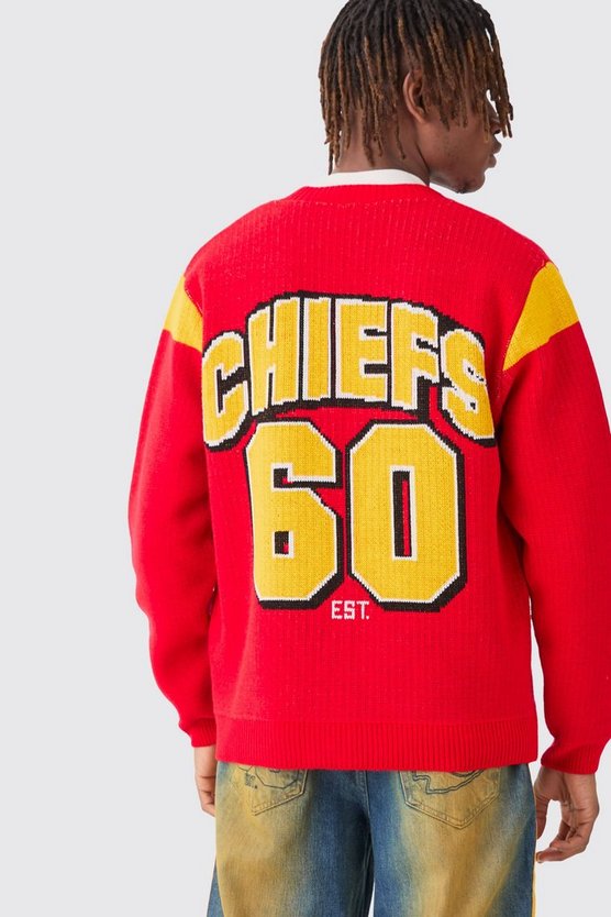 Oversize Cardigan mit lizenziertem Nfl Chiefs Print