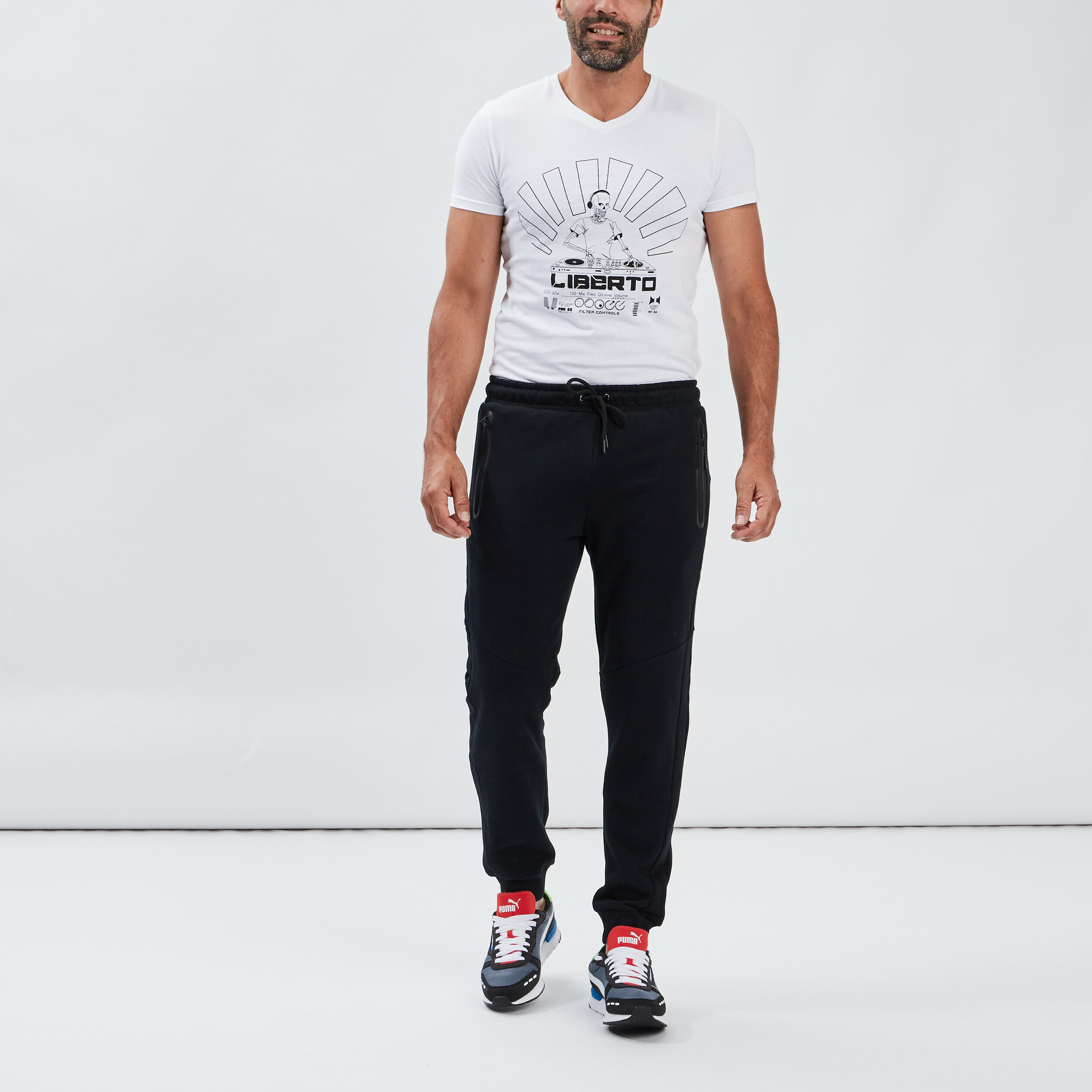 Pantalon jogging droit noir homme | La Halle