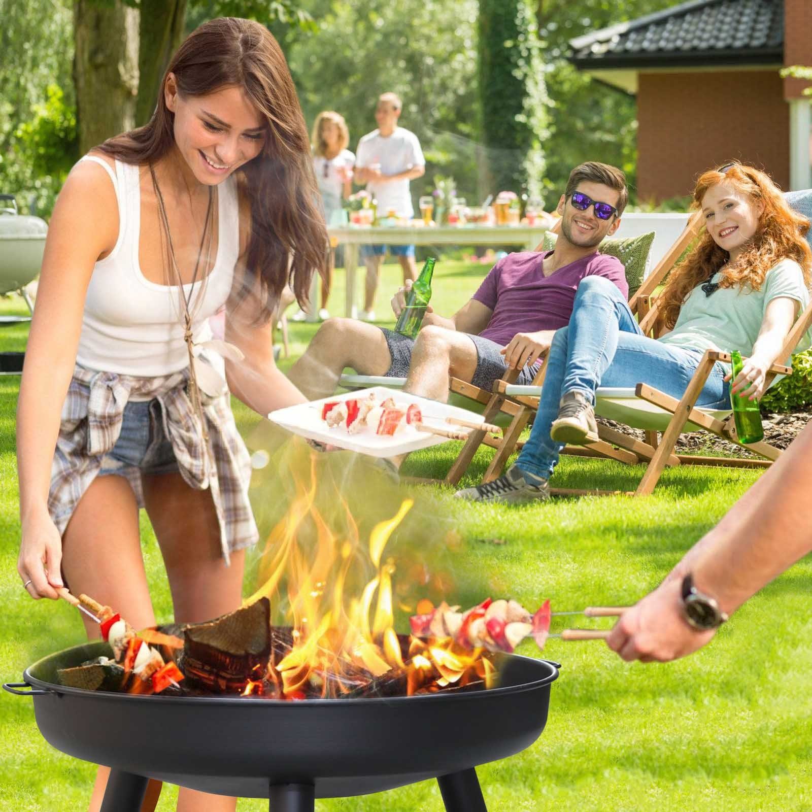 Gimisgu Feuerschale Feuerschale Terrasse Grills mit Griffen Gemütliche Feuer Feuerkorb
