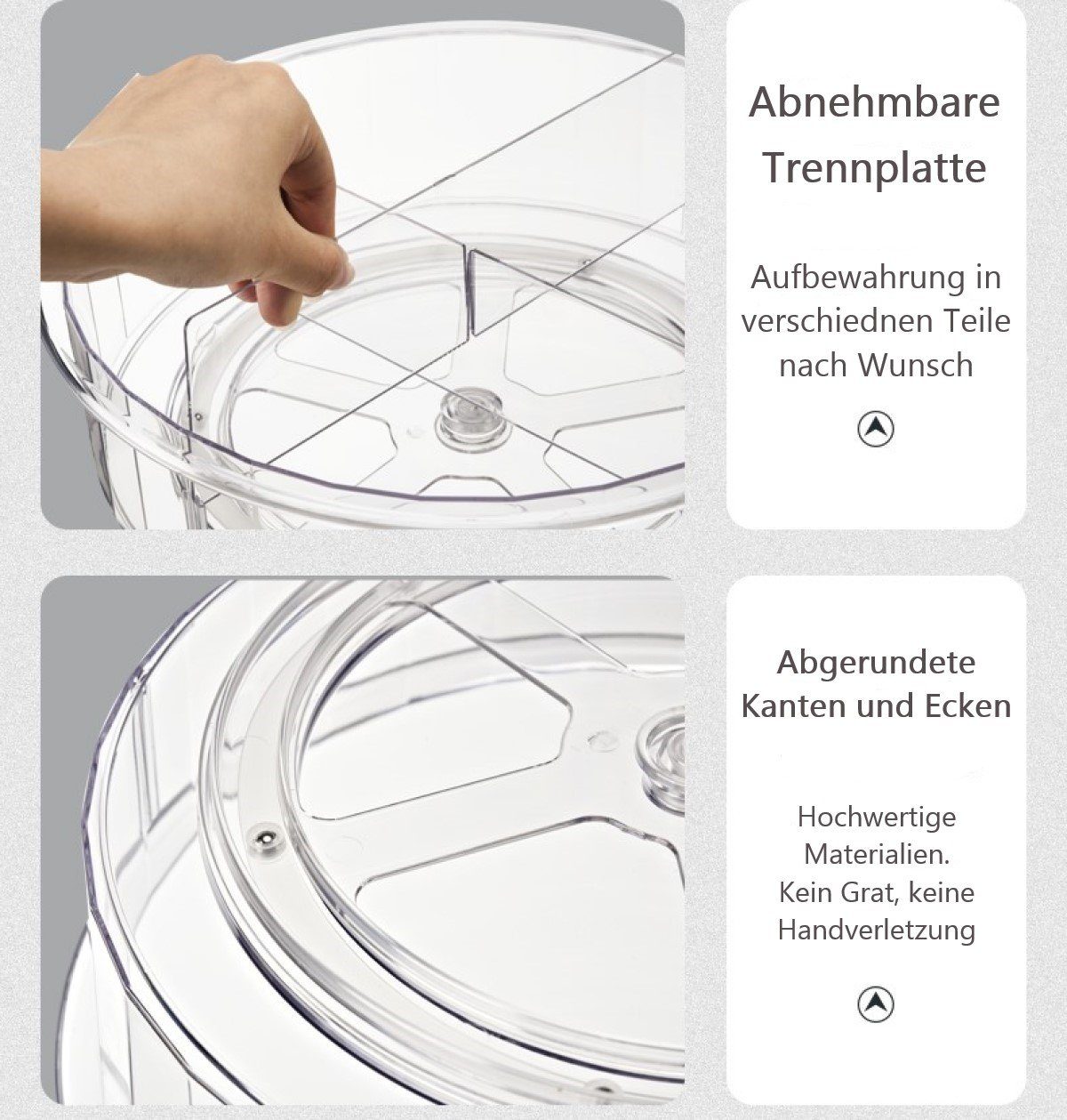 Creliv Gewürzregal Drehbar, 30cm Drehteller, Gewürzkarussell bis zu 4 Fächer, 360° Drehbar