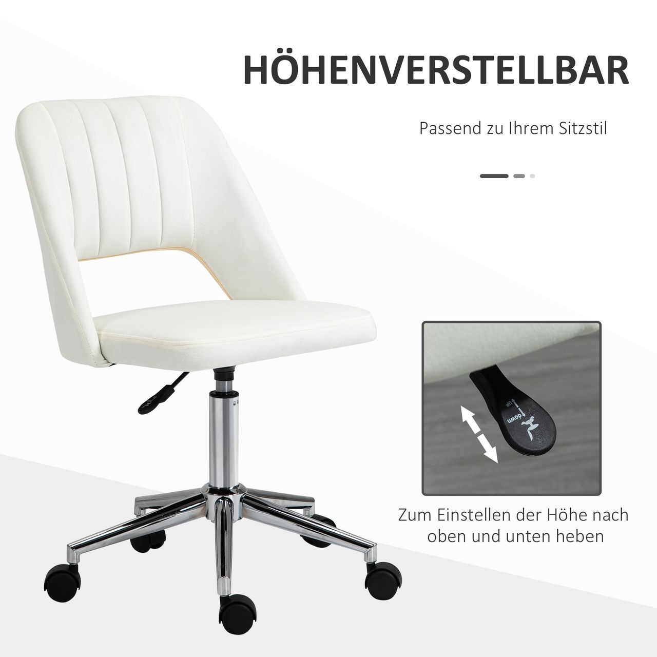 Vinsetto Bürostuhl Drehstuhl Schreibtischstuhl Beige 49 x 60 x 79-91 cm