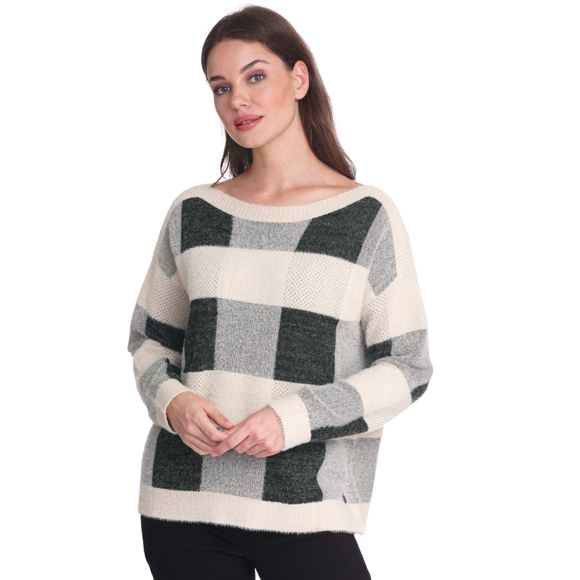 Damen Strickpullover mit Federgarn