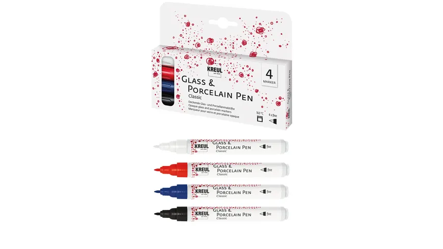 KREUL Glass & Porcelain-Set Pen Classic 4er Set fine