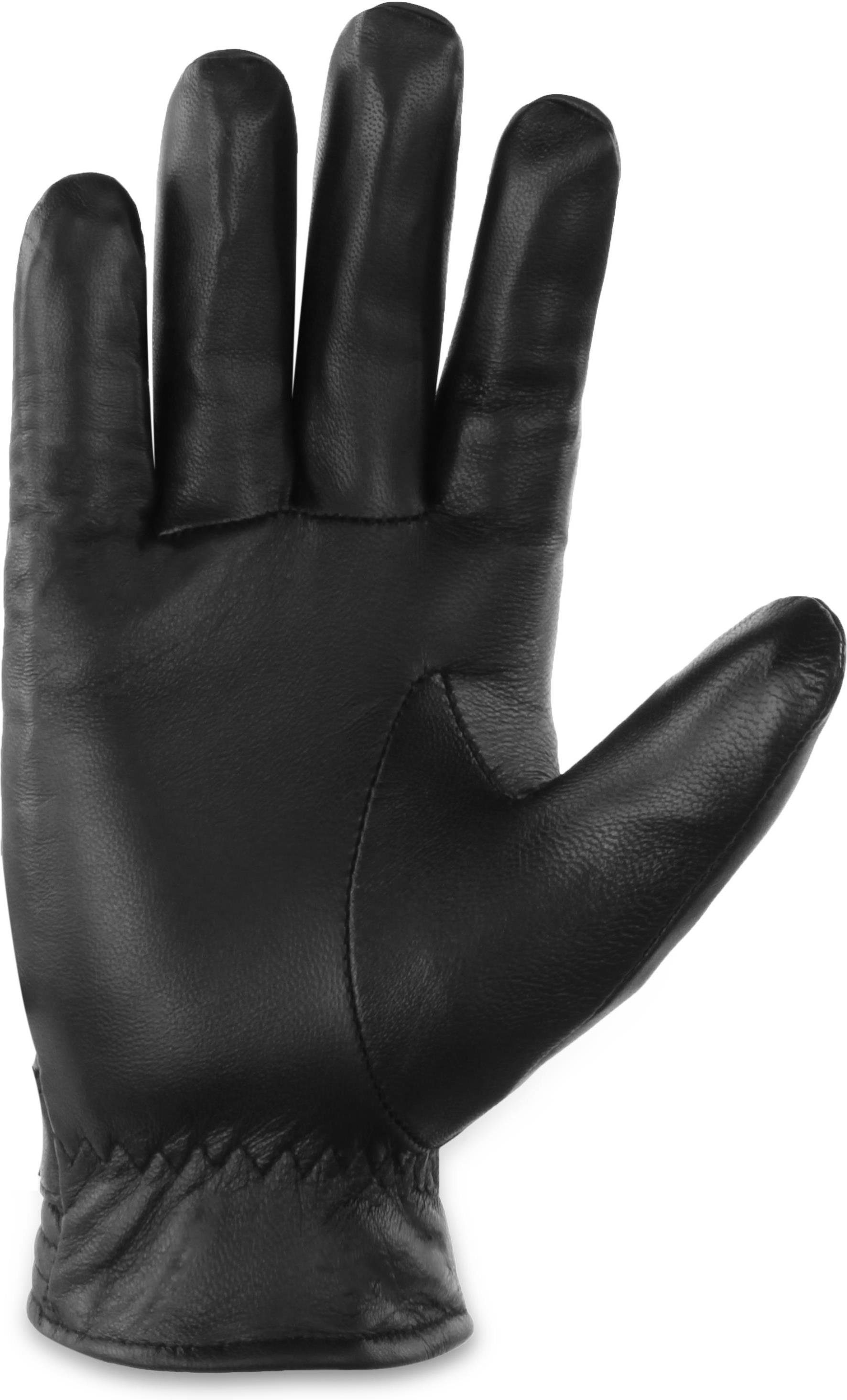 normani Multisporthandschuhe Lederhandschuhe Tyylikäs BW Bundeswehr gefütterte Lederhandschuhe für Damen und Herren mit Fleecefutter und Lederriemen am Handgelenk