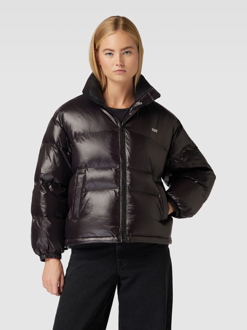 Steppjacke mit Logo-Stitching Modell 'RETRO PUFFER' in schwarz